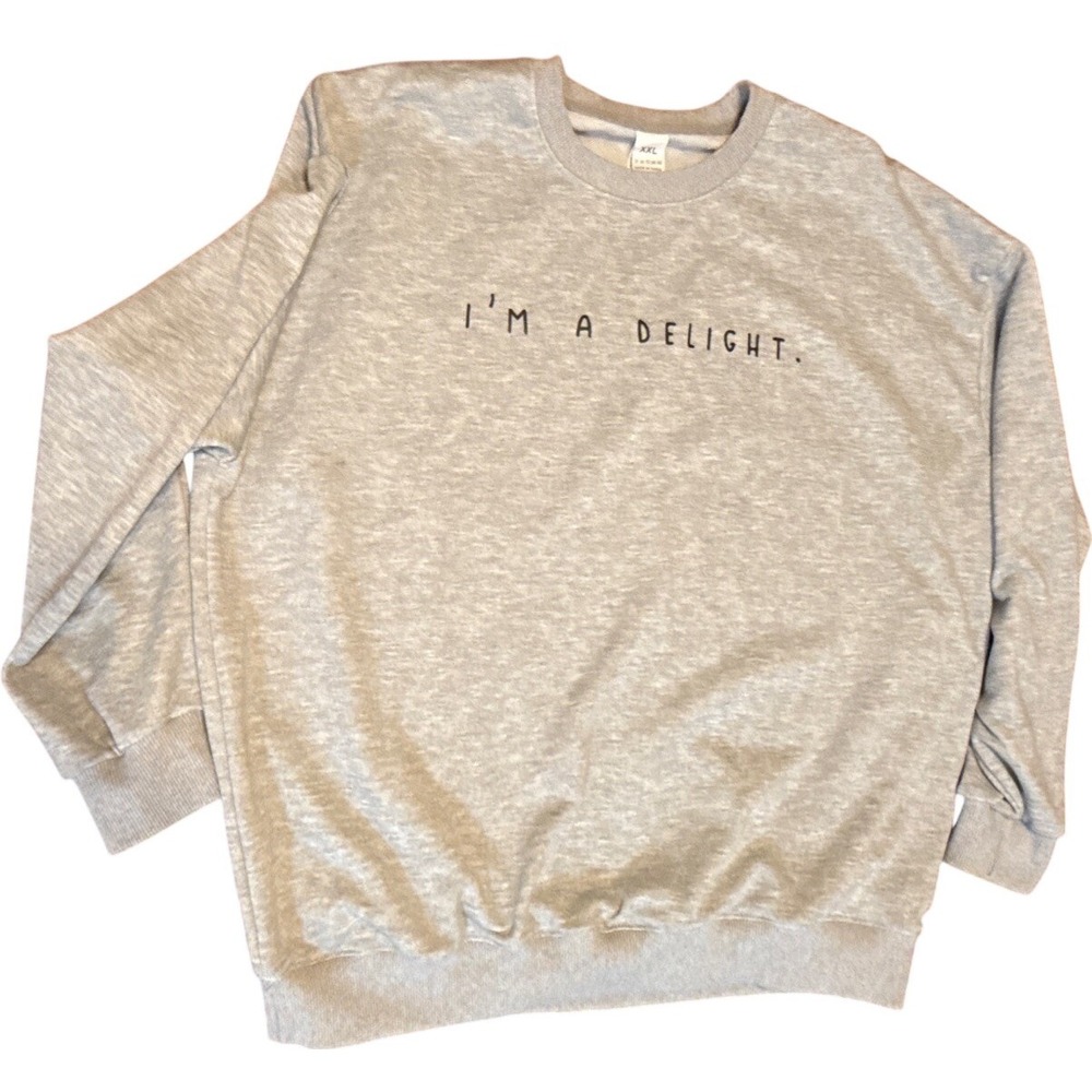 Im A Delight Lightweight Knit Sweatshirt Womens 2X Graphic Casual‎ Loungewear